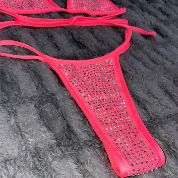 I.AM.GIA 3 Piece Set - Hot Pink Candy Kora Thong Bikini with Mesh Kiera Tank - Picture 14 of 17